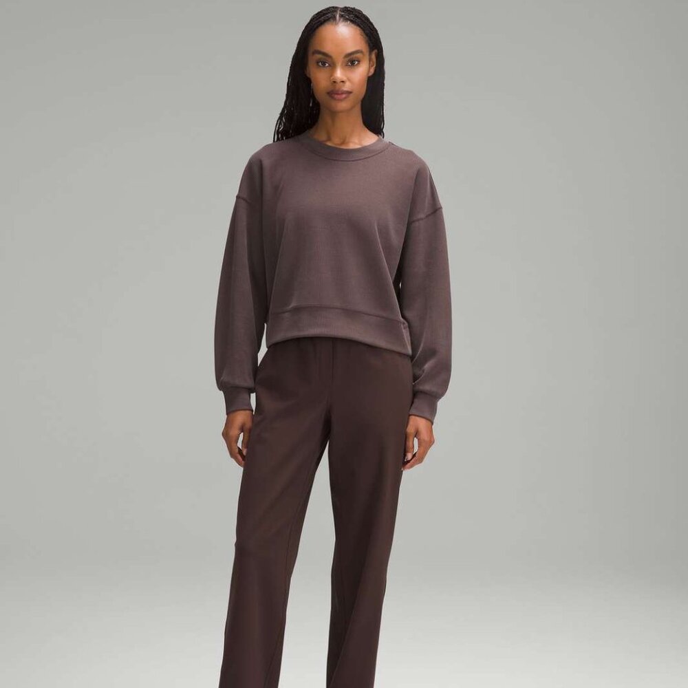 lululemon ribbed softstreme Perfectly Oversized Crop Sweatshirt Espresso
